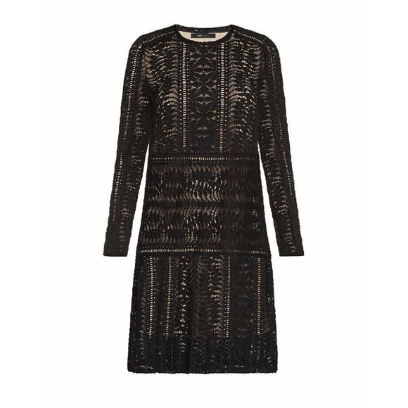 New! BCBGMAXAZRIA Waving Vines Long Sleeve Lace Shift Dress Size XS Black - Picture 6 of 10